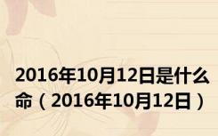 2016年10月12日是什么命（2016年10月12日）