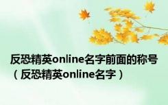 反恐精英online名字前面的称号（反恐精英online名字）