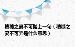 糟糠之妻不可抛上一句（糟糠之妻不可弃是什么意思）