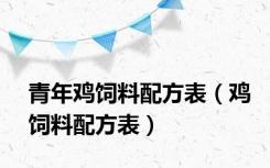 青年鸡饲料配方表（鸡饲料配方表）