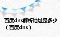 百度dns解析地址是多少（百度dns）