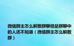 微信群主怎么解散群聊但是群聊中的人还不知道（微信群主怎么解散群）