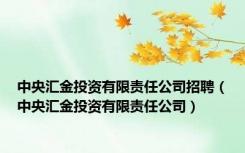 中央汇金投资有限责任公司招聘（中央汇金投资有限责任公司）