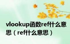 vlookup函数ref什么意思（ref什么意思）