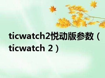 ticwatch2悦动版参数（ticwatch 2）