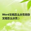 Word文档怎么分页另存（word文档怎么分页）