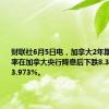 财联社6月5日电，加拿大2年期国债收益率在加拿大央行降息后下跌8.3个基点至3.973%。