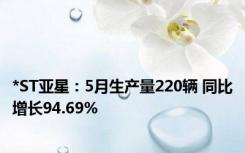 *ST亚星：5月生产量220辆 同比增长94.69%