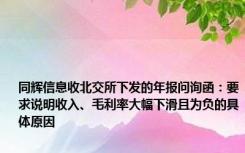 同辉信息收北交所下发的年报问询函：要求说明收入、毛利率大幅下滑且为负的具体原因