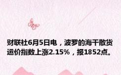 财联社6月5日电，波罗的海干散货运价指数上涨2.15%，报1852点。