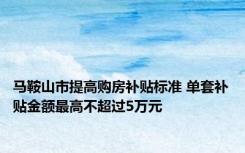 马鞍山市提高购房补贴标准 单套补贴金额最高不超过5万元