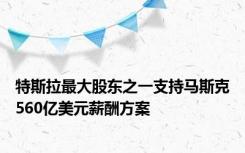 特斯拉最大股东之一支持马斯克560亿美元薪酬方案