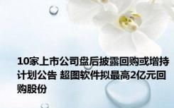 10家上市公司盘后披露回购或增持计划公告 超图软件拟最高2亿元回购股份