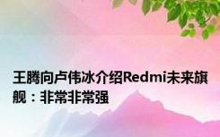 王腾向卢伟冰介绍Redmi未来旗舰：非常非常强