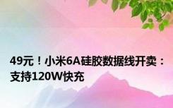 49元！小米6A硅胶数据线开卖：支持120W快充