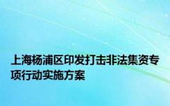 上海杨浦区印发打击非法集资专项行动实施方案