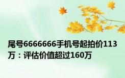 尾号6666666手机号起拍价113万：评估价值超过160万