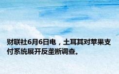 财联社6月6日电，土耳其对苹果支付系统展开反垄断调查。