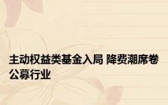 主动权益类基金入局 降费潮席卷公募行业