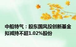 中船特气：股东国风投创新基金拟减持不超1.02%股份