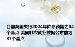 目前英国央行2024年降息预期为34个基点 美国非农就业数据公布前为37个基点