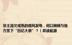 非主流欠成熟的微风发电，何以频频与地方签下“百亿大单”？︱晨读能源