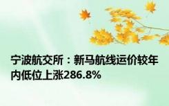 宁波航交所：新马航线运价较年内低位上涨286.8%