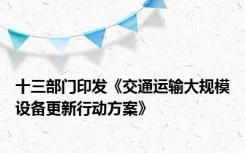 十三部门印发《交通运输大规模设备更新行动方案》