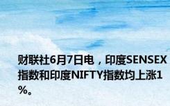 财联社6月7日电，印度SENSEX指数和印度NIFTY指数均上涨1%。