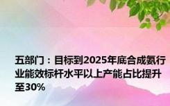 五部门：目标到2025年底合成氨行业能效标杆水平以上产能占比提升至30%