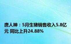 唐人神：5月生猪销售收入5.8亿元 同比上升24.88%