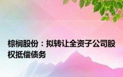 棕榈股份：拟转让全资子公司股权抵偿债务