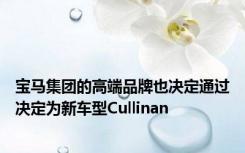 宝马集团的高端品牌也决定通过决定为新车型Cullinan