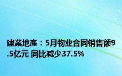 建業地產：5月物业合同销售额9.5亿元 同比减少37.5%