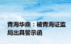 青海华鼎：被青海证监局出具警示函