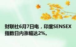 财联社6月7日电，印度SENSEX指数日内涨幅达2%。