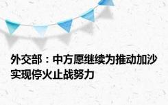 外交部：中方愿继续为推动加沙实现停火止战努力