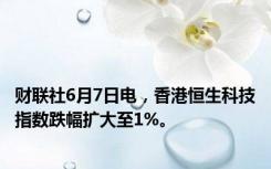 财联社6月7日电，香港恒生科技指数跌幅扩大至1%。