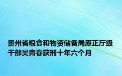 贵州省粮食和物资储备局原正厅级干部吴青春获刑十年六个月