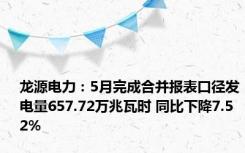 龙源电力：5月完成合并报表口径发电量657.72万兆瓦时 同比下降7.52%