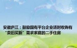 安徽庐江：鼓励国有平台企业适时收购有“卖旧买新”需求家庭的二手住房