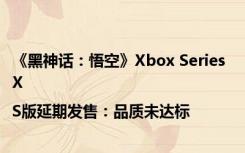 《黑神话：悟空》Xbox Series X|S版延期发售：品质未达标