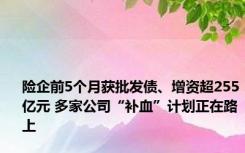 险企前5个月获批发债、增资超255亿元 多家公司“补血”计划正在路上