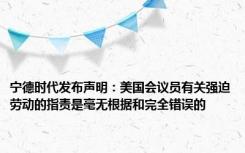 宁德时代发布声明：美国会议员有关强迫劳动的指责是毫无根据和完全错误的