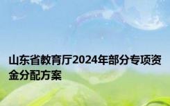 山东省教育厅2024年部分专项资金分配方案