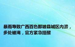 暴雨导致广西百色那坡县城区内涝，多处被淹，官方紧急提醒