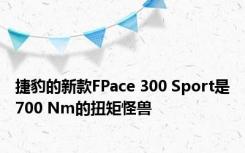 捷豹的新款FPace 300 Sport是700 Nm的扭矩怪兽