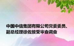 中国中信集团有限公司党委委员、副总经理徐佐接受审查调查