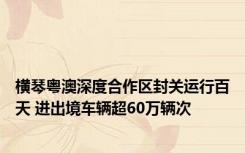 横琴粤澳深度合作区封关运行百天 进出境车辆超60万辆次