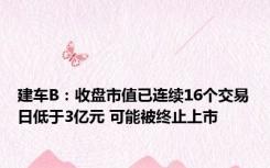 建车B：收盘市值已连续16个交易日低于3亿元 可能被终止上市